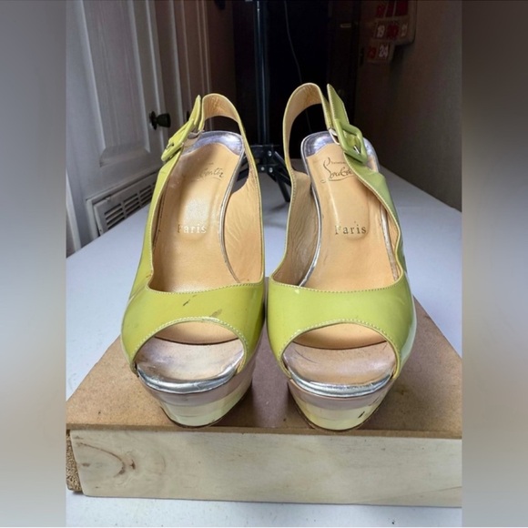 Christian Louboutin Patent Leather Red bottoms Platform Sandal Sz 38 / US 8 - Picture 11 of 12